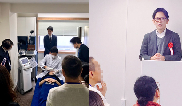 ワークショップ福岡 ウルトラセル(HIFU) について発表している様子